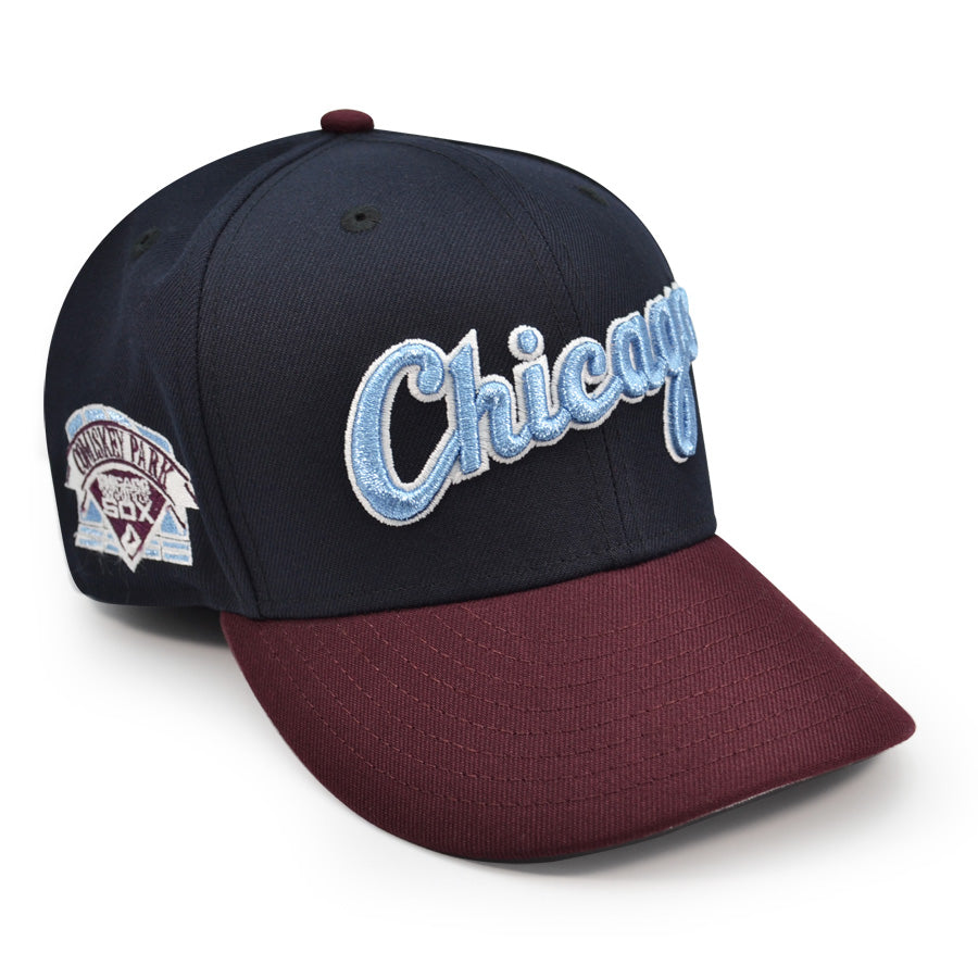 Chicago White Sox COMISKEY PARK Exclusive New Era 59Fifty Fitted Hat - Navy/Maroon