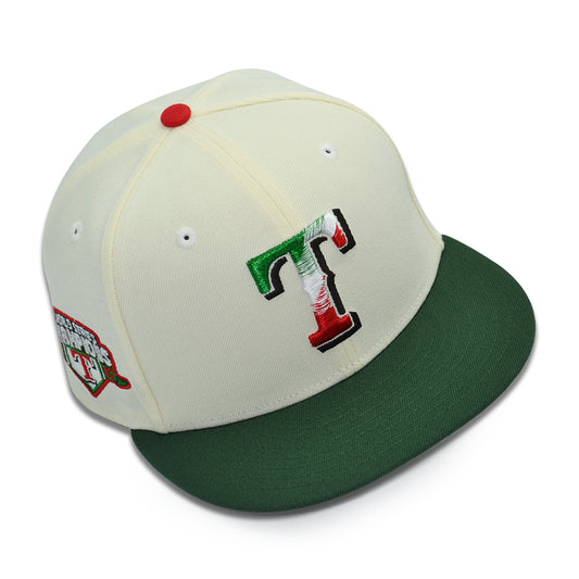 Texas Rangers "TRIUNFO" Exclusive New Era 59Fifty Fitted Hat - Chrome/Cilantro