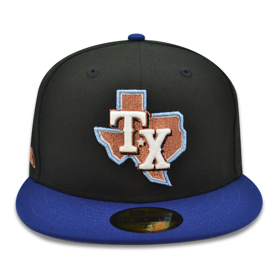 Texas Rangers 2023 WORLD SERIES CHAMPIONS Exclusive New Era 59Fifty Fitted Hat - Black/Texas Blue
