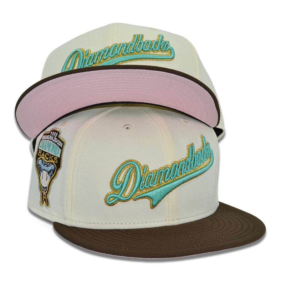 Arizona Diamondbacks "GREEN TEA" Exclusive New Era 59Fifty Fitted Hat - Chrome/Walnut/Pinky