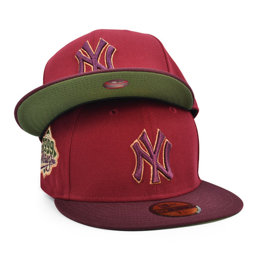 New York Yankees 1999 WORLD SERIES Exclusive New Era 59Fifty Fitted Hat - Cardinal/Maroon