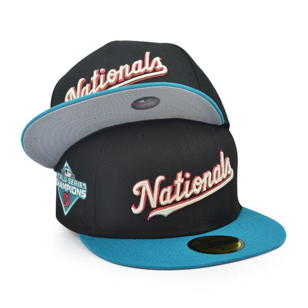 Washington Nationals Script 2019 World Series Champions Exclusive New Era 59Fifty Fitted Hat - Black/TidalWave