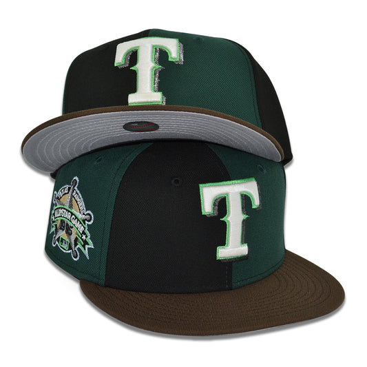 Texas Rangers "TANIJIRO KAMADO" Pinwheel Exclusive New Era 59Fifty Fitted Hat - Black/Dark Green/Walnut
