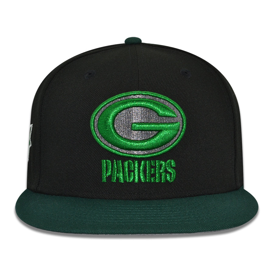 Green Bay Packers "PACK ATTACK" Exclusive New Era 59Fifty Fitted Hat - Black/Dark Green