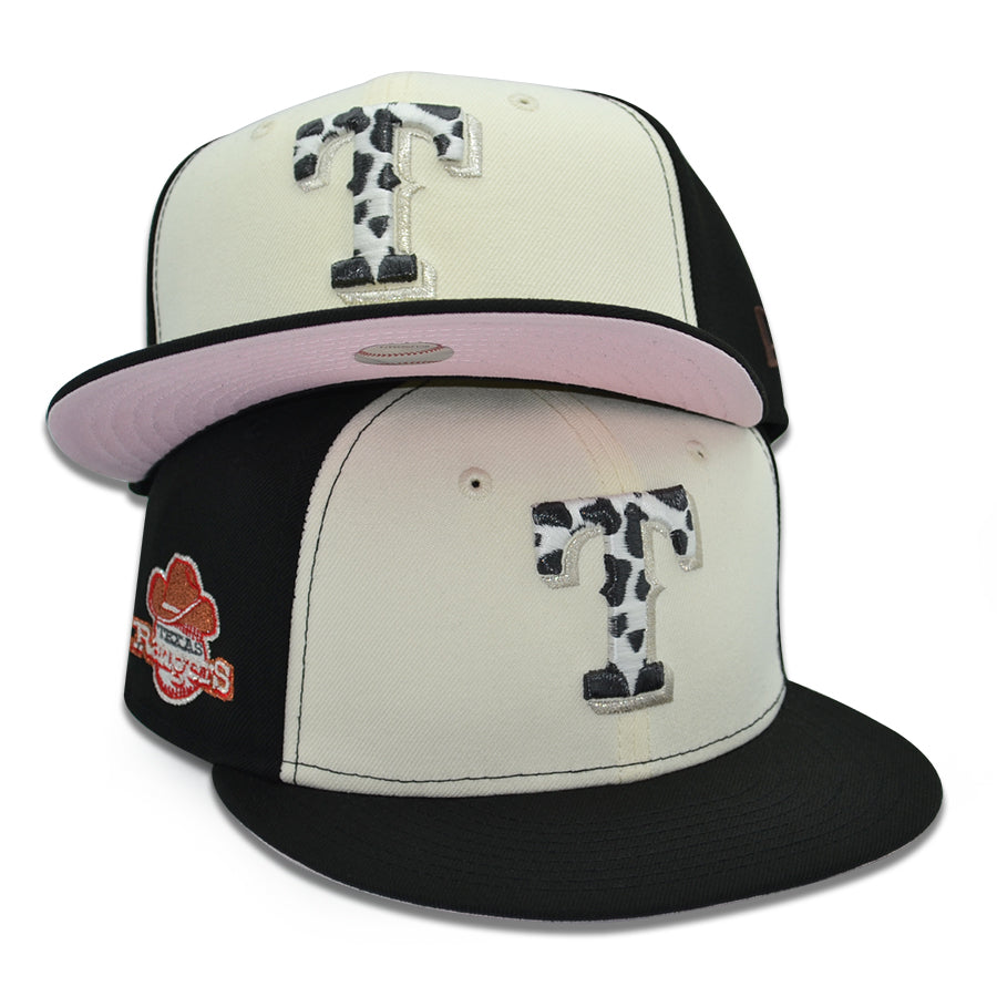 Texas Rangers "CATTLE PROD" Exclusive New Era 59Fifty Fitted Hat - Chrome/Black/Pinky