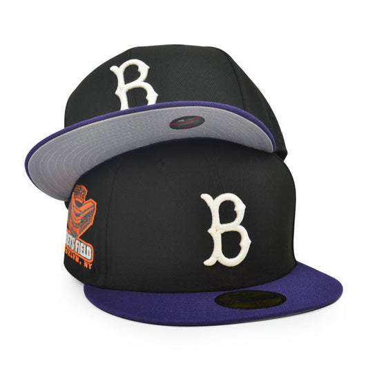 Brooklyn Dodgers EBBETS FIELD Exclusive New Era 59Fifty Fitted Hat - Black/Purple