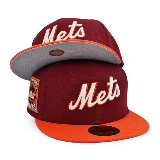 New York Mets 25th ANNIVERSARY Exclusive New Era 59Fifty Fitted Hat - Cardinal/Orange