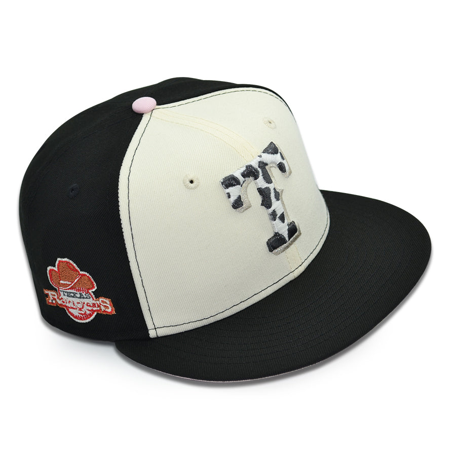 Texas Rangers "CATTLE PROD" Exclusive New Era 59Fifty Fitted Hat - Chrome/Black/Pinky