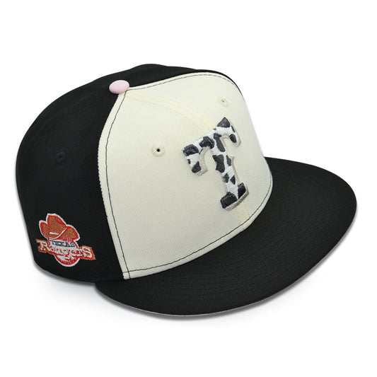 Texas Rangers "CATTLE PROD" Exclusive New Era 59Fifty Fitted Hat - Chrome/Black/Pinky