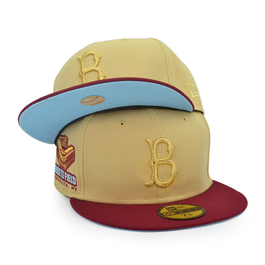 Brooklyn Dodgers EBBETS FIELD Exclusive New Era 59Fifty Fitted Hat - Vegas Gold/Cardinal