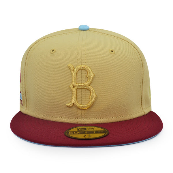 Brooklyn Dodgers EBBETS FIELD Exclusive New Era 59Fifty Fitted Hat - Vegas Gold/Cardinal