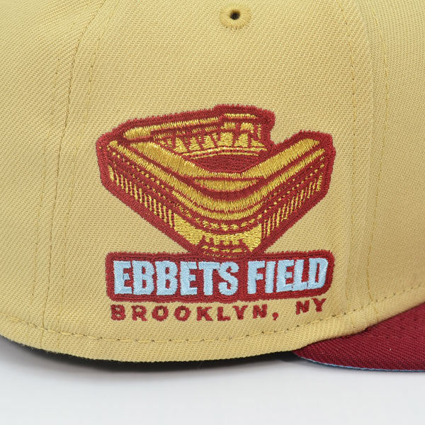 Brooklyn Dodgers EBBETS FIELD Exclusive New Era 59Fifty Fitted Hat - Vegas Gold/Cardinal