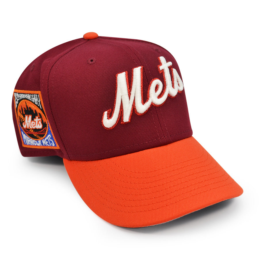 New York Mets 25th ANNIVERSARY Exclusive New Era 59Fifty Fitted Hat - Cardinal/Orange