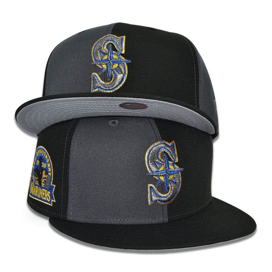 Seattle Mariners "QUARANTINE WAVE" Exclusive New Era 59Fifty Fitted Hat - Black/Graphite Pinwheel