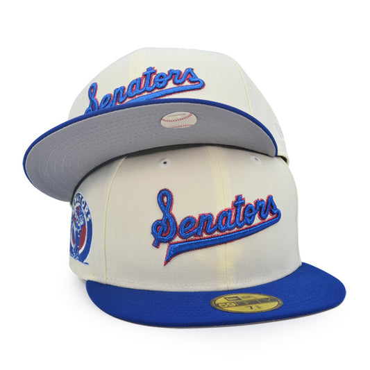 Washington Senators Script Alternate Logo Exclusive New Era 59Fifty Fitted Hat - Chrome/Light Royal