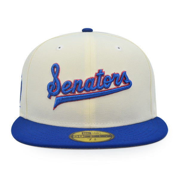 Washington Senators Script Alternate Logo Exclusive New Era 59Fifty Fitted Hat - Chrome/Light Royal