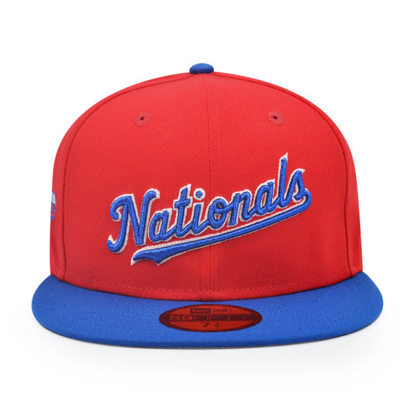 Washington Nationals Script 2019 WORLD SERIES CHAMPIONS Exclusive New Era 59Fifty Fitted Hat - FDR/Blue Azure