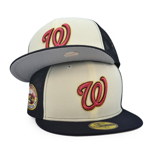 Washington Nationals 2008 INAUGURATION Exclusive New Era 59Fifty Trucker Fitted Hat - Chrome/Navy Mesh