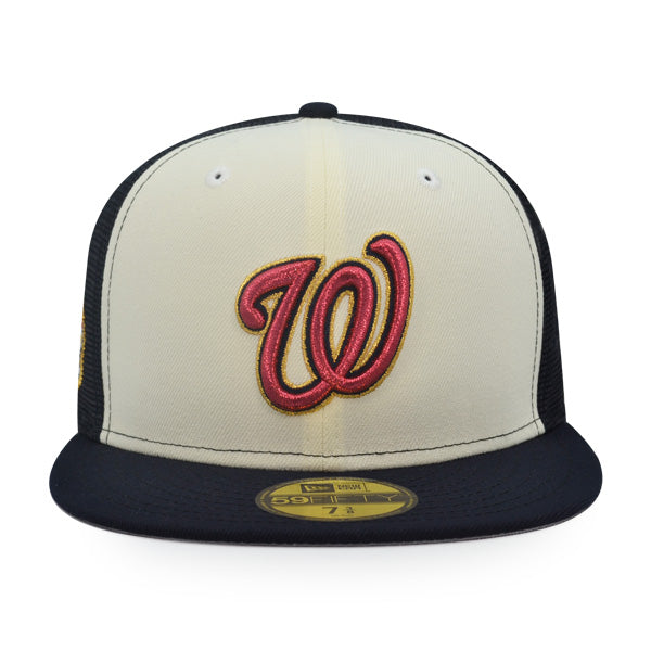 Washington Nationals 2008 INAUGURATION Exclusive New Era 59Fifty Trucker Fitted Hat - Chrome/Navy Mesh