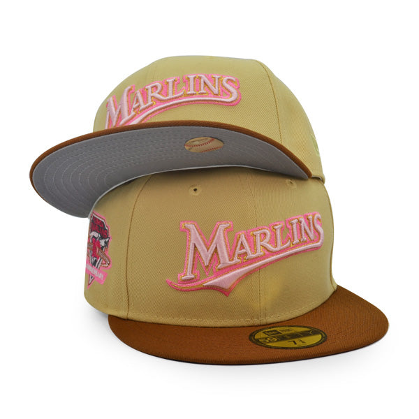Florida Marlins 10th ANNIVERSARY Exclusive New Era 59Fifty Fitted Hat - Vegas Gold/Peanut