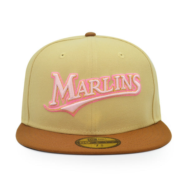 Florida Marlins 10th ANNIVERSARY Exclusive New Era 59Fifty Fitted Hat - Vegas Gold/Peanut