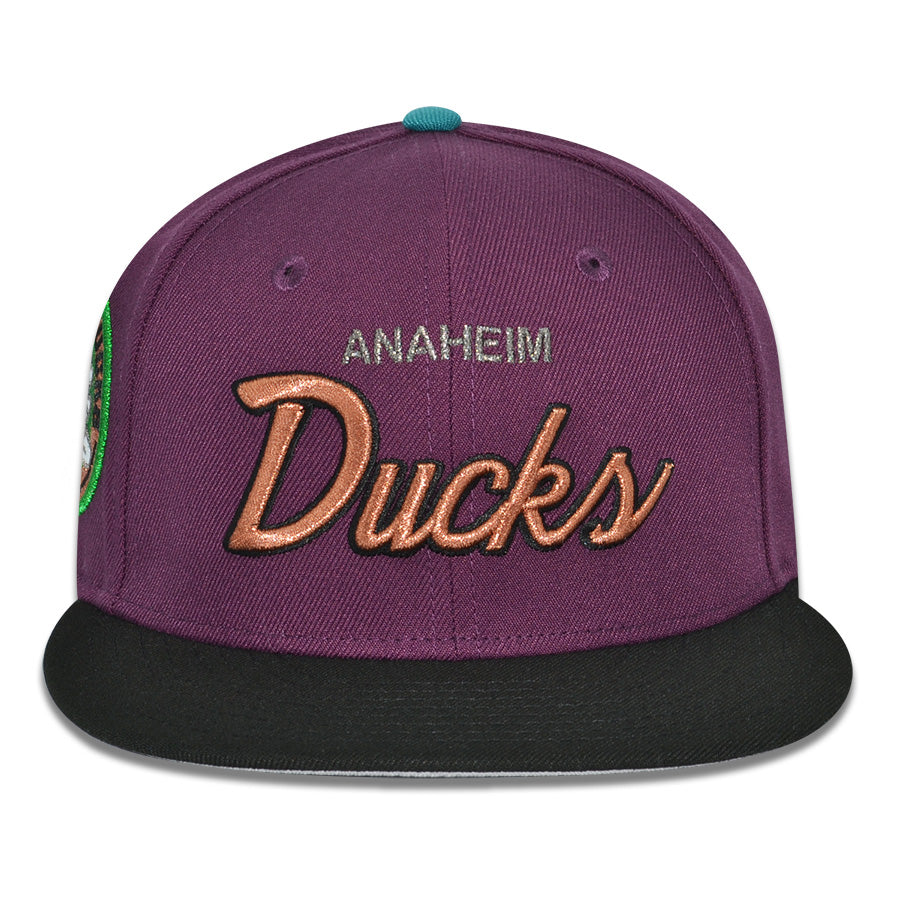 Anaheim Ducks "DUCK FOR COVER" Exclusive New Era 59Fifty Fitted Hat - Plum/Black