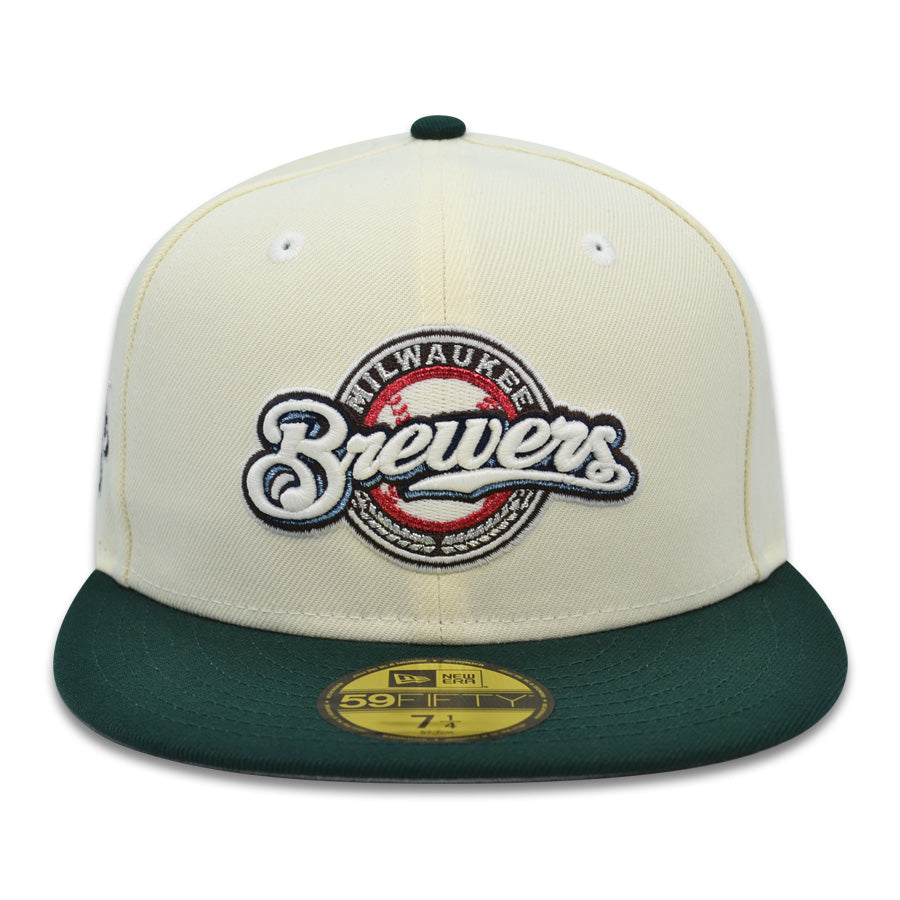 Milwaukee Brewers 2002 ALL-STAR GAME Exclusive New Era 59Fifty Fitted Hat - Chrome/Pine