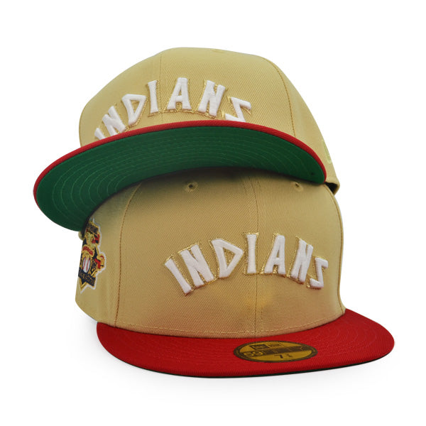 Cleveland Indians 100 SEASON Exclusive New Era 59Fifty Fitted Hat - Vegas Gold/Red