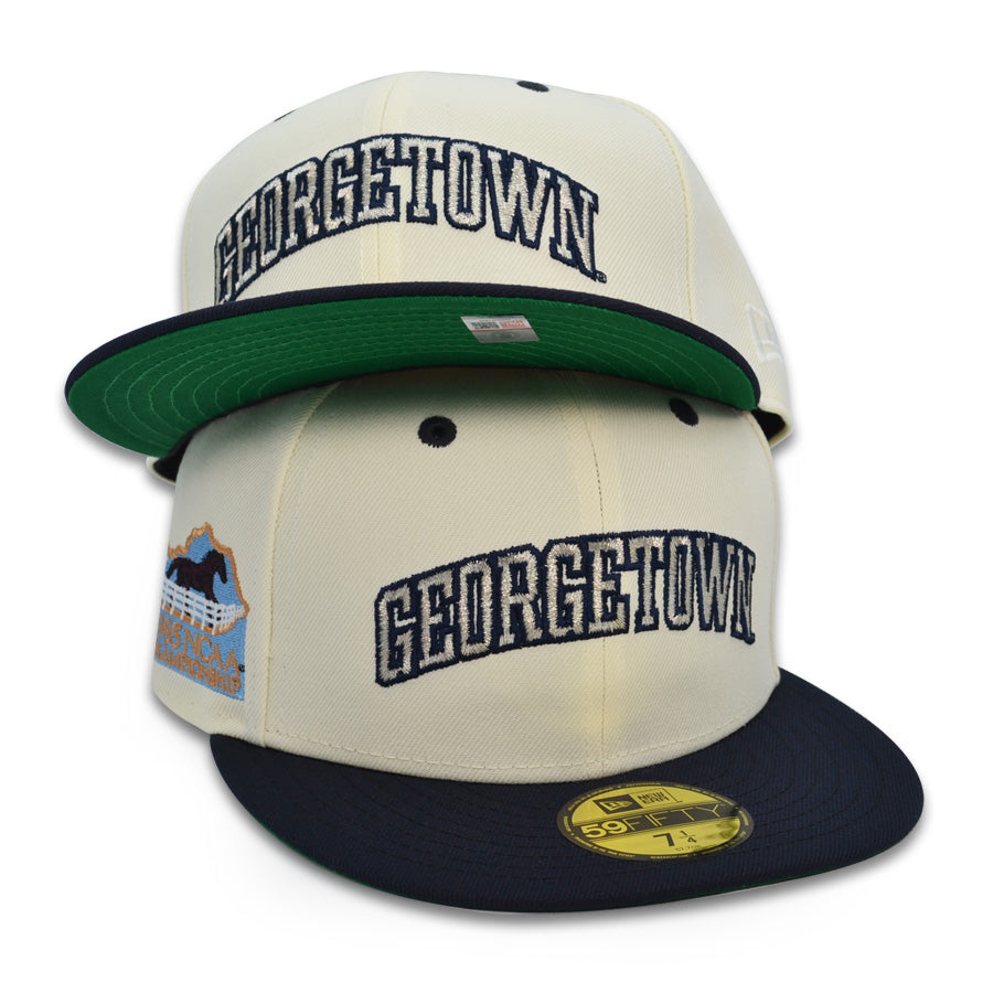 Georgetown Hoyas 1985 NCAA Championship Exclusive New Era 59Fifty Fitted NCAA Hat - Chrome/Navy