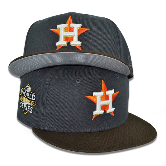 Houston Astros "THROWBACK LEGEND" Exclusive New Era 59Fifty Fitted Hat - Dark Graphite/Burntwood