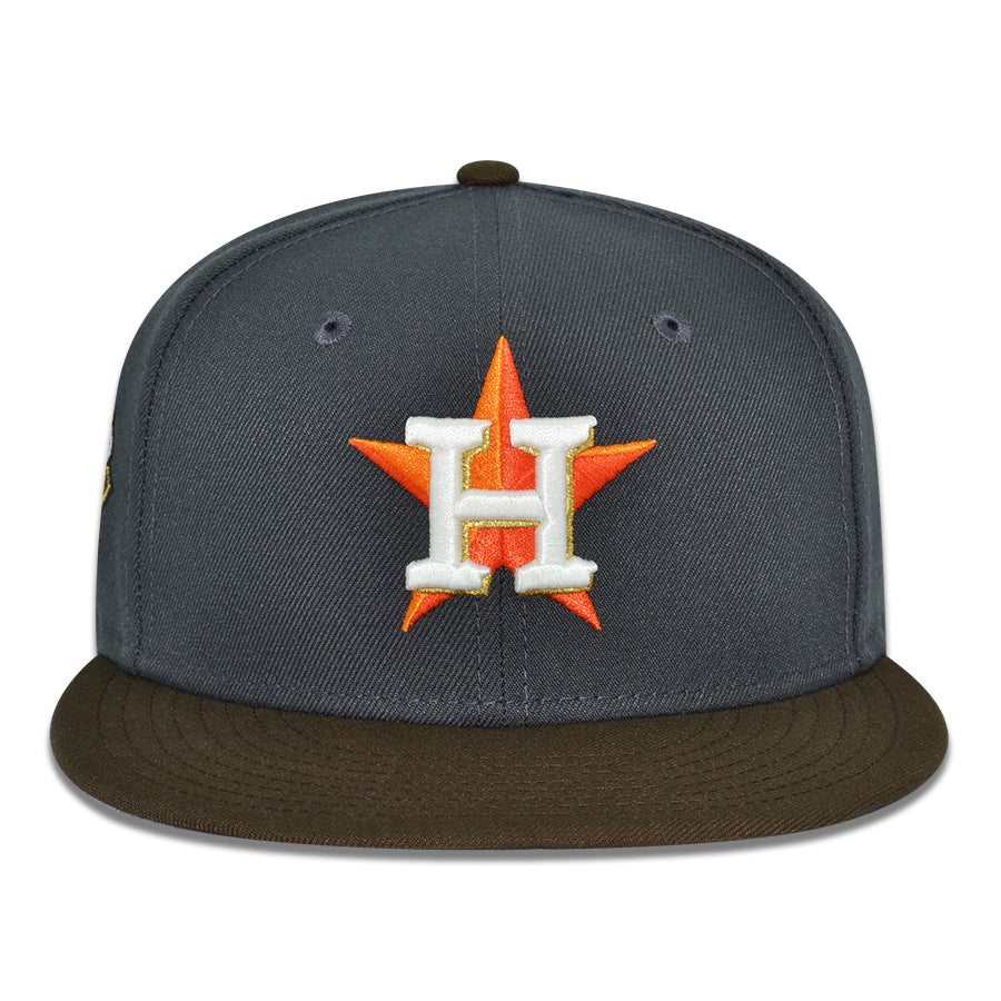 Houston Astros "THROWBACK LEGEND" Exclusive New Era 59Fifty Fitted Hat - Dark Graphite/Burntwood