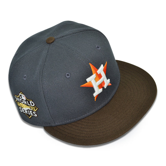 Houston Astros "THROWBACK LEGEND" Exclusive New Era 59Fifty Fitted Hat - Dark Graphite/Burntwood