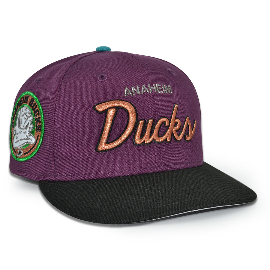 Anaheim Ducks "DUCK FOR COVER" Exclusive New Era 59Fifty Fitted Hat - Plum/Black