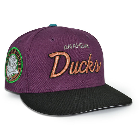 Anaheim Ducks "DUCK FOR COVER" Exclusive New Era 59Fifty Fitted Hat - Plum/Black