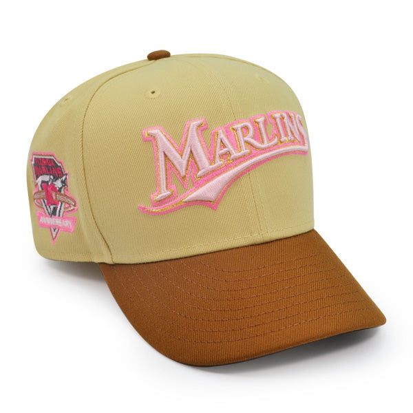 Florida Marlins 10th ANNIVERSARY Exclusive New Era 59Fifty Fitted Hat - Vegas Gold/Peanut