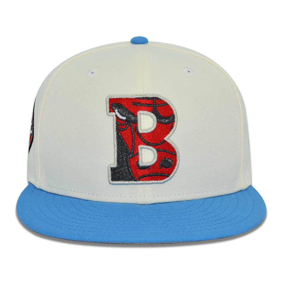 Chicago Bulls "WINDY CITY BLUES" Exclusive New Era 59Fifty Fitted Hat - Chrome/Blue Reef