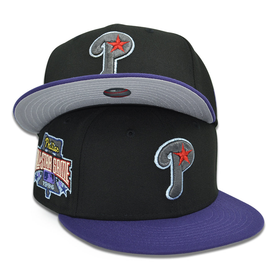 Philadelphia Phillies "PEOPLE UNDER THERE" Exclusive New Era 59Fifty Fitted Hat - Black/Purple Faded