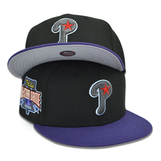 Philadelphia Phillies "PEOPLE UNDER THERE" Exclusive New Era 59Fifty Fitted Hat - Black/Purple Faded