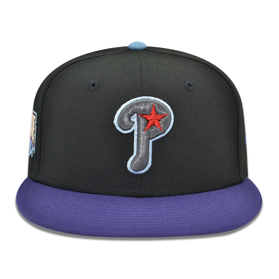 Philadelphia Phillies "PEOPLE UNDER THERE" Exclusive New Era 59Fifty Fitted Hat - Black/Purple Faded