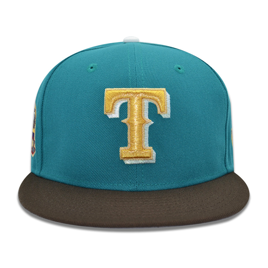 Texas Rangers “WANO T CHOPPER” Exclusive New Era 59Fifty Fitted Hat - Aqua/Walnut