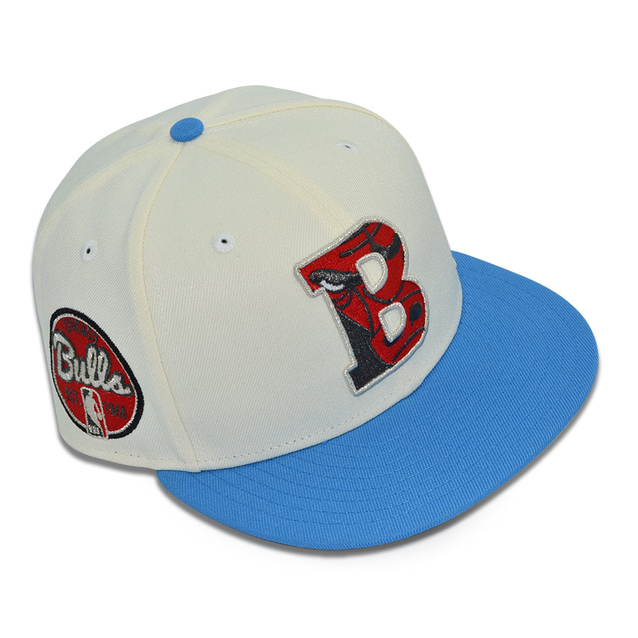 Chicago Bulls "WINDY CITY BLUES" Exclusive New Era 59Fifty Fitted Hat - Chrome/Blue Reef