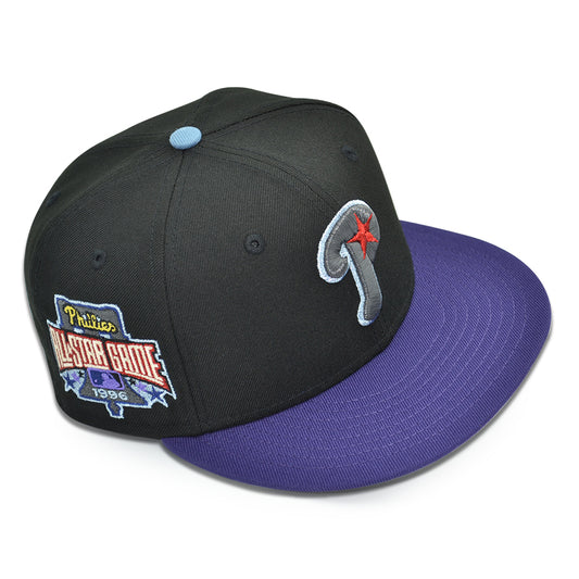 Philadelphia Phillies "PEOPLE UNDER THERE" Exclusive New Era 59Fifty Fitted Hat - Black/Purple Faded