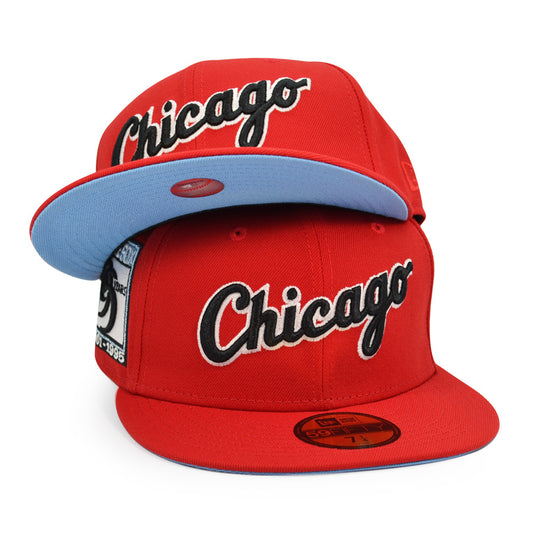 Chicago White Sox 95 YEARS Exclusive New Era 59Fifty Fitted Hat - Red/Sky UV