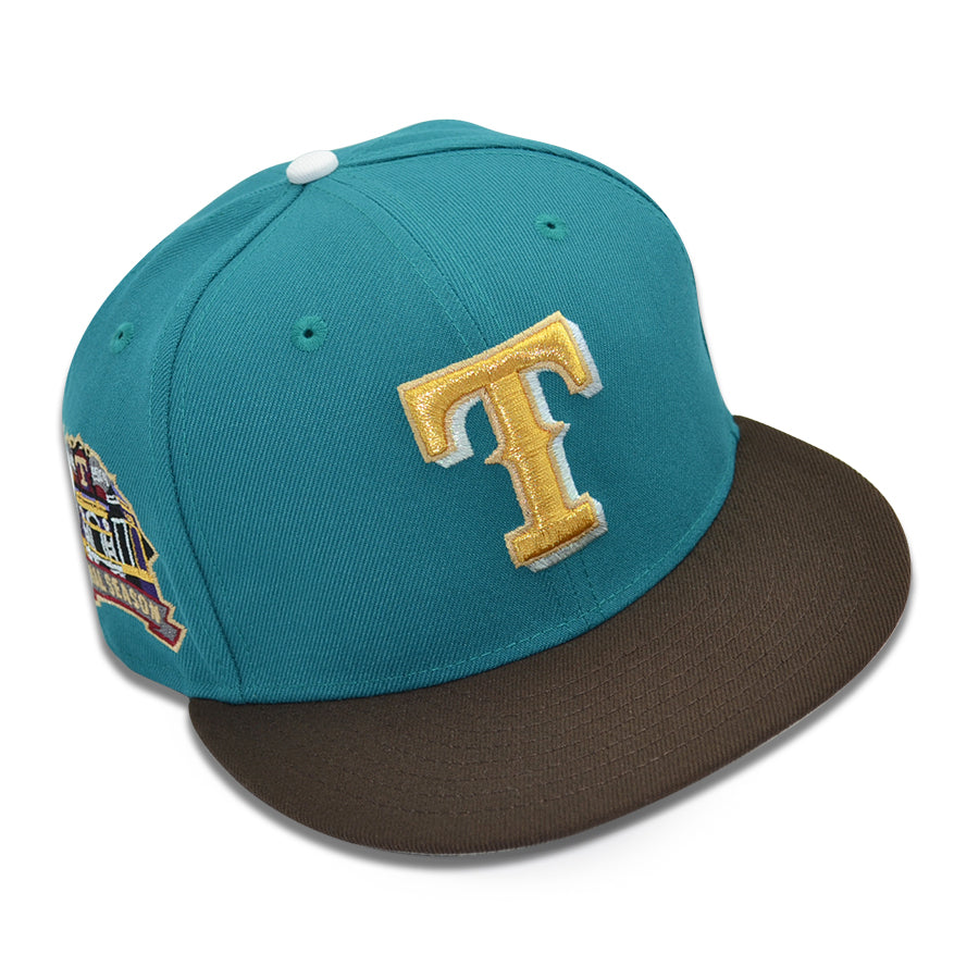Texas Rangers “WANO T CHOPPER” Exclusive New Era 59Fifty Fitted Hat - Aqua/Walnut