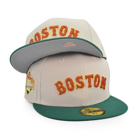 Boston Red Sox Fenway Park 90th Anniversary Exclusive New Era 59Fifty Fitted Hat - Stone/Green