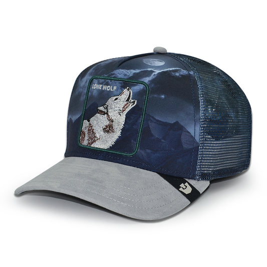 LONE WOLF IN THE ELEMENT Goorin Bros Mesh Trucker Snapback Hat - Gloss/Gray
