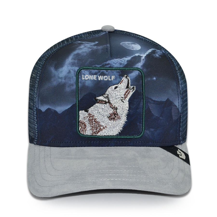 LONE WOLF IN THE ELEMENT Goorin Bros Mesh Trucker Snapback Hat - Gloss/Gray