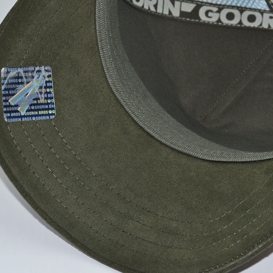 DEADLY SCORPION IN THE ELEMENTS Goorin Bros Mesh Trucker Snapback Hat - Palm/Dark Green