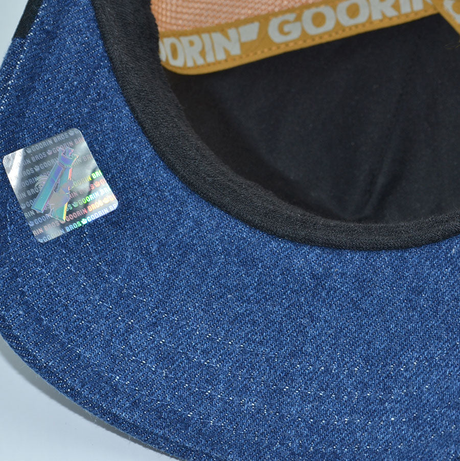 SAVAGE DAWG DENIM Goorin Bros Mesh Trucker Snapback Hat - Black Denim/Navy Denim