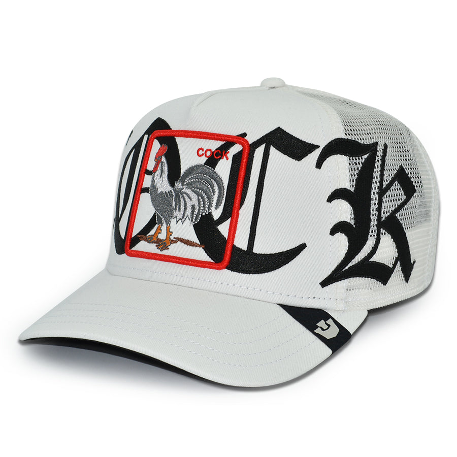 OLD ENGLISH COCK Goorin Bros Mesh Trucker Snapback Hat - White